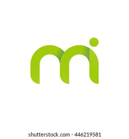 initial letter mi modern linked circle round lowercase logo green