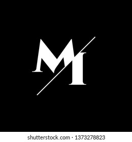Initial Letter MI Monogram Sliced. Logo template isolated on black background