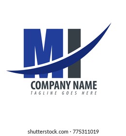 Initial Letter MI Overlapping Logo