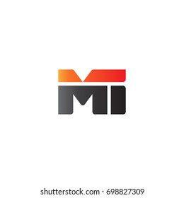 Initial letter MI, straight linked line bold logo, gradient fire red black colors