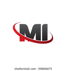 initial letter MI swoosh ring company logo red black