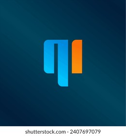 Initial letter Mi technology digital creative concept logo design idea template vector with blue tricolor combination