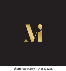 Initial letter mi uppercase modern logo design template elements. Gold letter Isolated on black  background. Suitable for business, consulting group company.