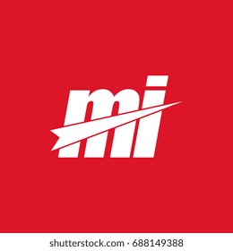 initial letter mi white flat logo vector in red background