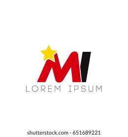 Initial letter mi yellow star logo red black