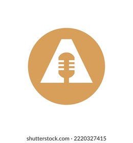 Letra inicial logotipo de micrófono, alfabeto Un icono de logotipo de micrófono vector
