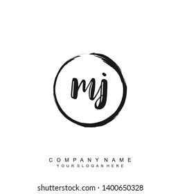 Initial letter MJ beautiful handwriting logo vector template