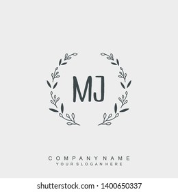 Initial letter MJ beautiful handwriting logo vector template