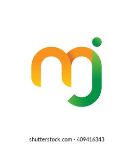 initial letter mj linked round lowercase logo orange green