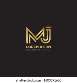 Initial Letter MJ linked uppercase overlap modern gold logo vector design template. Suitable for business, consulting group company.