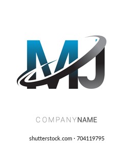 initial letter MJ logotype company name colored blue and grey swoosh design. logo design for business and company identity.