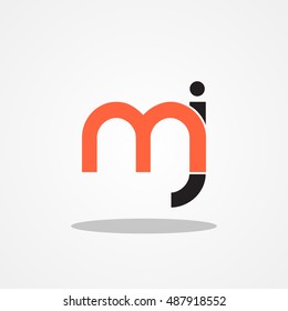 Initial letter MJ lowercase logo design template maroon black
