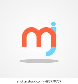 Initial letter MJ lowercase logo design template red blue sky