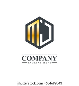 Initial Letter MJ MI Hexagonal Design Logo
