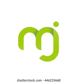 initial letter mj modern linked circle round lowercase logo green