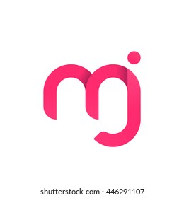 initial letter mj modern linked circle round lowercase logo pink