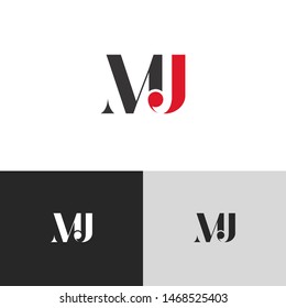 Letra inicial mj mayúscula elementos de plantilla de diseño de logotipo moderno. letra roja Aislada sobre fondo gris blanco negro. Apropiado para negocios, empresa de grupo de consultoría.