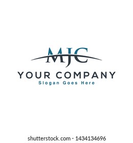 Initial letter MJC, overlapping movement swoosh horizon logo company design inspiration in blue and gray color vector