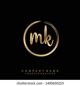 Initial letter MK beautiful handwriting logo vector template