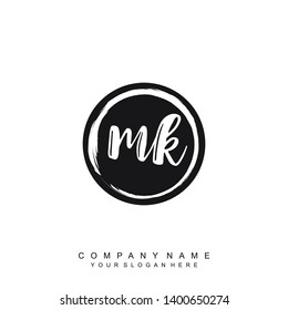 Initial letter MK beautiful handwriting logo vector template