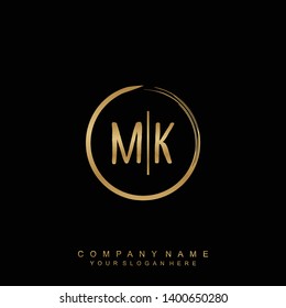 Initial letter MK beautiful handwriting logo vector template
