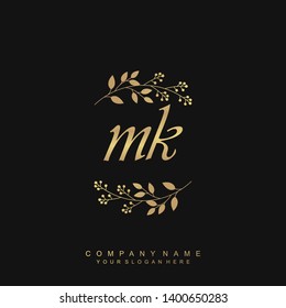 Initial letter MK beautiful handwriting logo vector template
