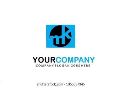 Initial Letter MK in a Circle Logo Vector Business Design