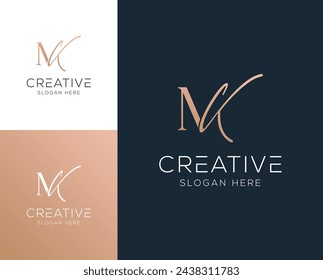 Initial letter MK, KM logo design vector illustration	

