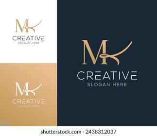 Initial letter MK, KM logo design vector illustration	
