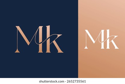 Initial letter MK KM logo design vector illustration for couple, wedding, and business