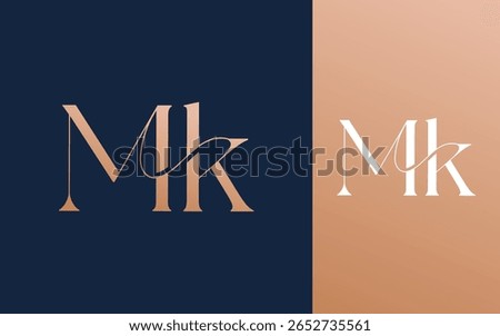 Initial letter MK KM logo design vector illustration for couple, wedding, and business