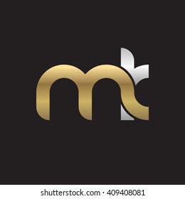 initial letter mk linked round lowercase logo gold silver black background