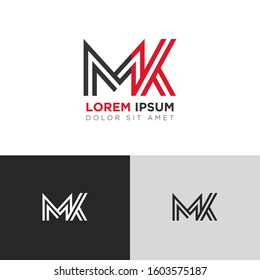 Initial Letter MK linked uppercase overlap modern logo design template. Suitable for business, consulting group company