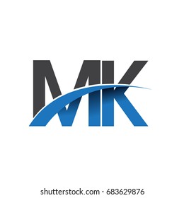 initial letter MK logotype company name colored blue and grey swoosh design. vector logo for business and company identity.
