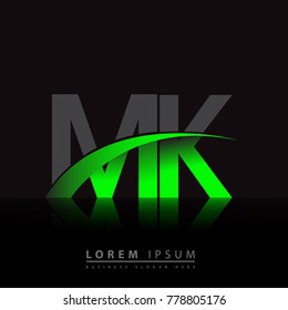 initial letter MK logotype company name colored green and black swoosh design. vector logo for business and company identity.
