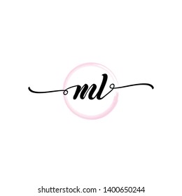 Initial letter ML beautiful handwriting logo vector template