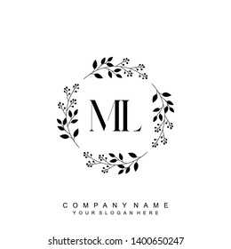 Initial letter ML beautiful handwriting logo vector template