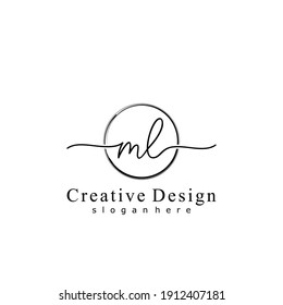 Initial letter ML calligraphy handwritten logo. Handwritten alphabet in the logo template. Letters and Alphabet for your logo design.