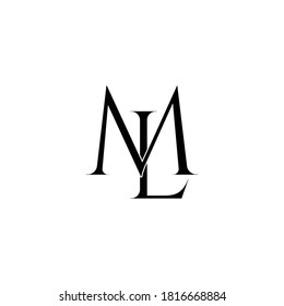 Initial Letter ML Intersected monogram logo in black color.