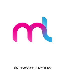 initial letter ml linked round lowercase logo pink blue purple