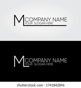 Diseño de logotipo de carta inicial ML