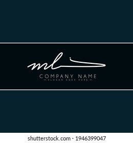 Initial Letter ML Logo - Hand drawn Signature Logo