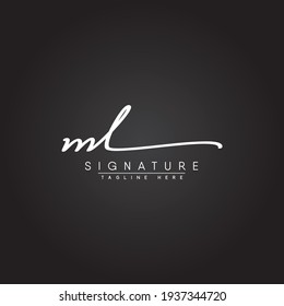 Initial Letter ML Logo - Handwritten Signature Logo