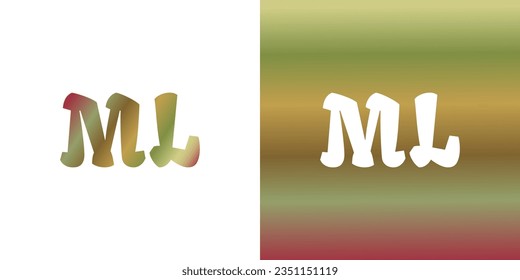 Initial Letter ML Logo with Red,Brown Gradient. ML Logo Design Template
