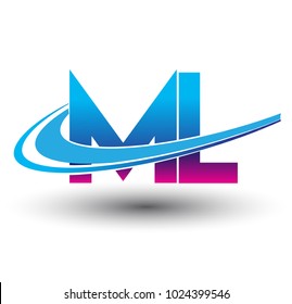 initial letter ML logotype company name colored blue and magenta swoosh design. vector logo for business and company identity.
