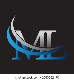 initial letter ML logotype company name colored blue and grey swoosh design. vector logo for business and company identity.