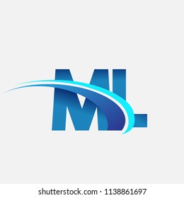 initial letter ML logotype company name colored blue and swoosh design. vector logo for business and company identity.
