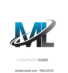 initial letter ML logotype company name colored blue and grey swoosh design. logo design for business and company identity.