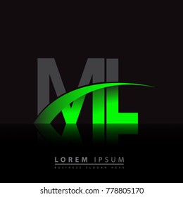 initial letter ML logotype company name colored green and black swoosh design. vector logo for business and company identity.
