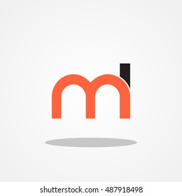 Initial letter ML lowercase logo design template maroon black